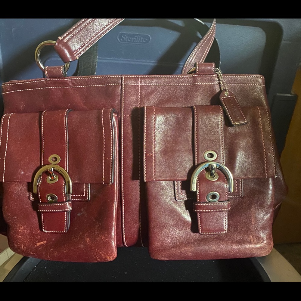 COACH red Hampton leather Soho satchel purse